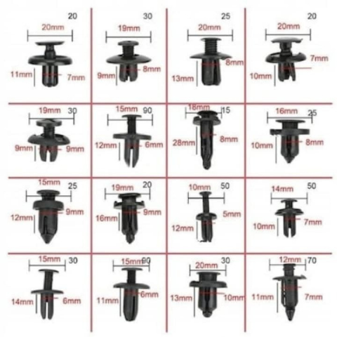 Set 620 clipsuri/cleme auto, Universale, 4 instrumente demontare, extractor metalic, soricei de prindere si butoni [1]
