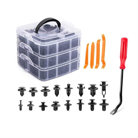 Alte articole auto - Set 625 clipsuri/cleme auto, Universale, 4 instrumente demontare, extractor metalic si soricei