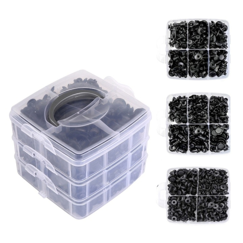 Set 625 clipsuri universale auto, plastic, negre – cu extractor si cutie organizatoare