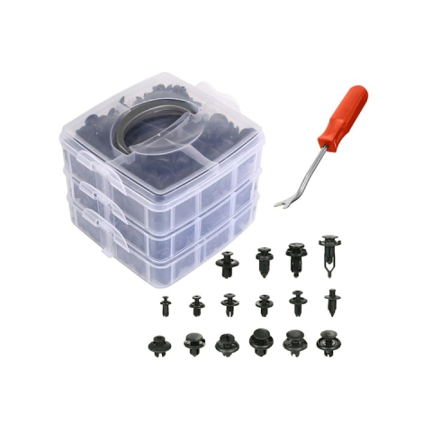 Set 625 clipsuri universale auto, plastic, negre – cu extractor si cutie organizatoare [7]