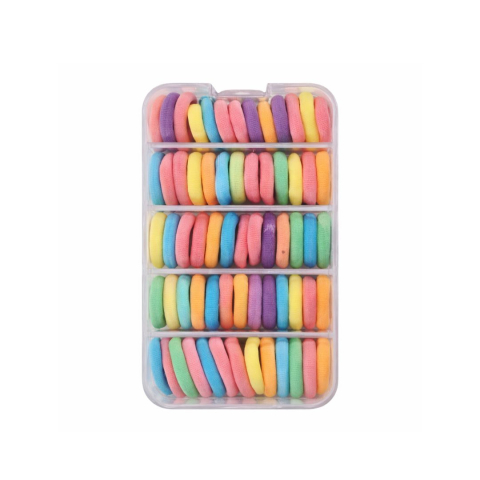 CASA & GRADINA - Set 65 elastice par subtiri pastel 2 cm, elastice textile pentru fete si femei, cutie organizator