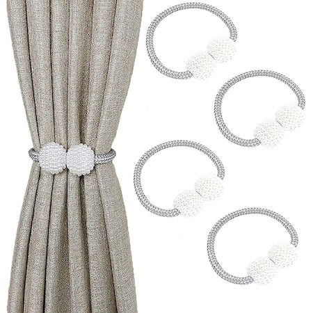 Magneti draperii - Set 6x Magnet,design perle pentru strangere draperii - Alb