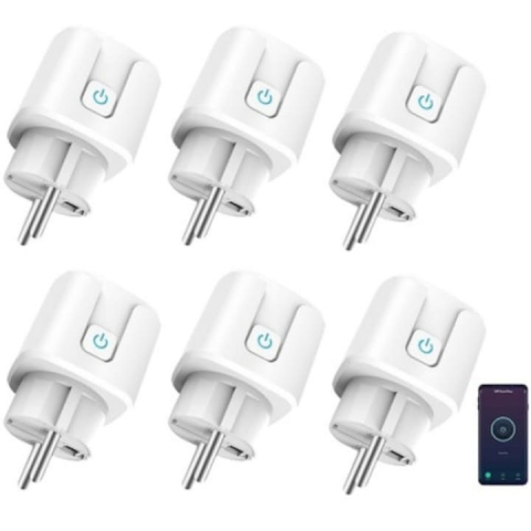 ELECTRONICE - Set 6x Priza inteligenta WiFi,16 Ah, Monitorizare consum energie, conectare Alexa si Google Assistant, Alb