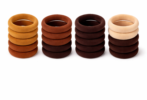 Set 70 elastice subtiri si 10 bentite textile maro bej in cutie organizator, accesorii par femei [1]