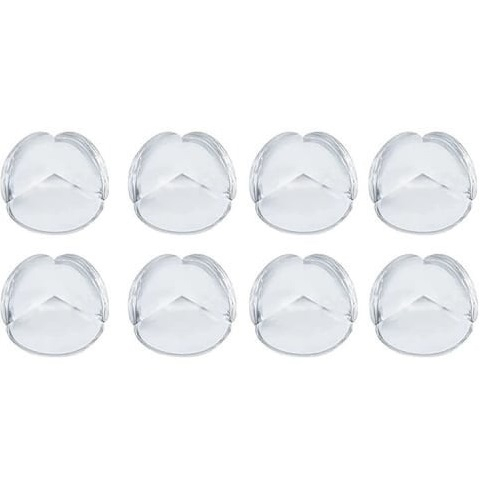 Crestere copil - Set 8 bucati protectie colturi, universale, pentru siguranta copiilor, din silicon, rotunde, pentru mese, paturi, dulapuri, transparent