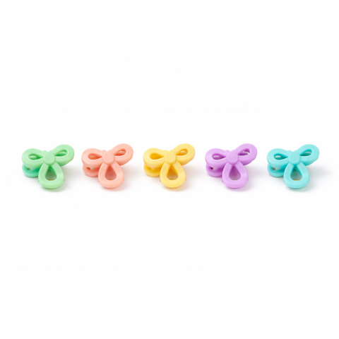 Set 8 cleme par fundita 1.5 cm pentru copii, plastic colorat, cutie hexagonala depozitare accesorii par fetite [4]