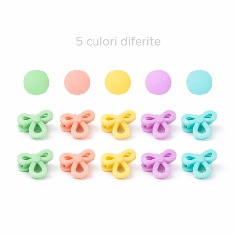 Set 8 cleme par fundita 1.5 cm pentru copii, plastic colorat, cutie hexagonala depozitare accesorii par fetite [6]