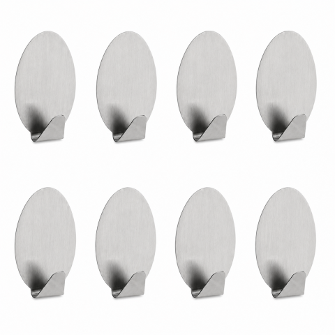 Set 8 cuiere autoadezive argintii 3 cm din metal, carlige fara gaurire [1]
