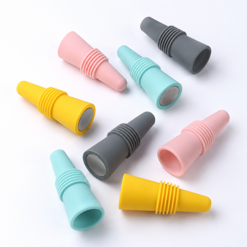 Set 8 dopuri reutilizabile pentru sticle, silicon alimentar multicolor, etansare antipicurare, reutilizabile, pentru vin, sampanie, bauturi si recipiente [1]