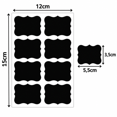Set 8 etichete autoadezive negre 5,5 x 3,5 cm, tip tabla pentru scris [1]