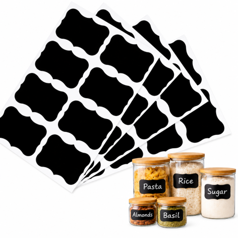 Set 8 etichete autoadezive negre 5,5 x 3,5 cm, tip tabla pentru scris [7]