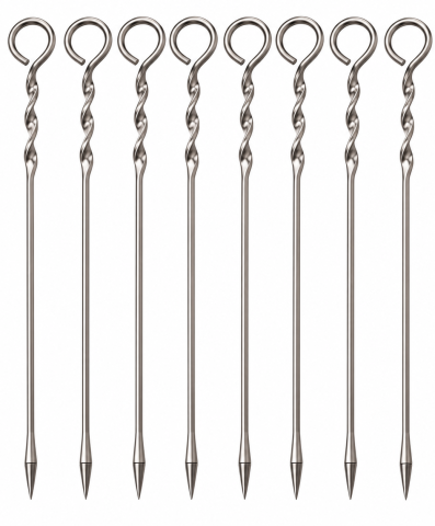 CASA & GRADINA - Set 8 frigarui metalice argintii 30 cm x 2,5 mm, tepuse din otel inoxidabil