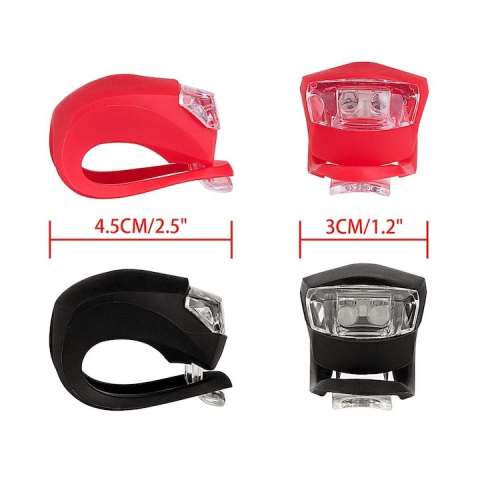 Set 8 lampi silicon pentru bicicleta, cu lumina alba, 3 moduri de luminare, impermeabile, culoare Negru+rosu [2]