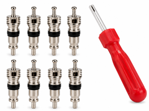Set 8 Miezuri pentru Valve Auto Negre cu Surubelnita Universala pentru Demontare Ventile [2]
