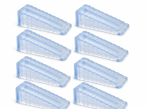 Diverse uz casnic - Set 8 opritoare pentru usa, transparente 9.5 x 4 x 2.8 cm, silicon antiderapant, pene universale pentru blocarea si fixarea usilor
