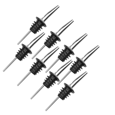 CASA & GRADINA - Set 8 picuratoare profesionale negre 11 cm, diametru 2.5 cm, dopuri dozatoare din inox cu etansare din silicon pentru sticle