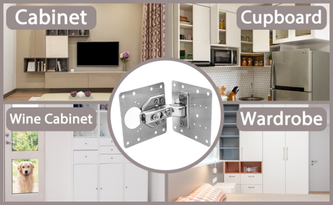 Set 8 placi pentru repararea balamalelor mobilier, inox rezistent, cu suruburi incluse, fixare durabila, 9 x 9 cm, argintiu [11]