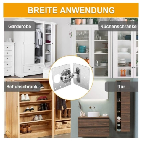 Set 8 placi pentru repararea balamalelor mobilier, inox rezistent, cu suruburi incluse, fixare durabila, 9 x 9 cm, argintiu [6]