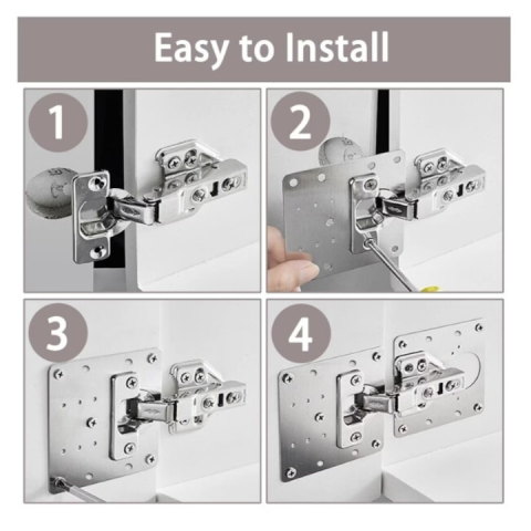 Set 8 placi pentru repararea balamalelor mobilier, inox rezistent, cu suruburi incluse, fixare durabila, 9 x 9 cm, argintiu [5]