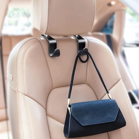 Set 8 suporturi carlig pentru scaun auto, negru, 12.7 x 6.8 cm, organizatoare pentru cumparaturi, genti si accesorii, rezistente pana la 40 kg [5]