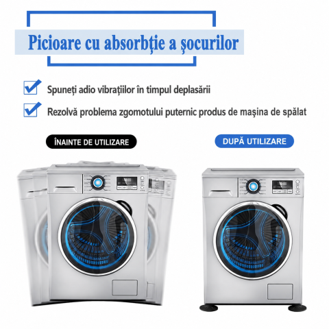Set 8 suporturi negre 8,5 cm pentru masina de spalat, din cauciuc [2]
