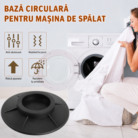 Set 8 suporturi negre 8,5 cm pentru masina de spalat, din cauciuc [3]
