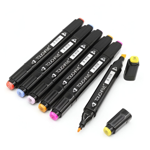 Set 80 markere multicolore cu doua capete, varf fin 1 mm si lat 3-6 mm, suport organizator [3]