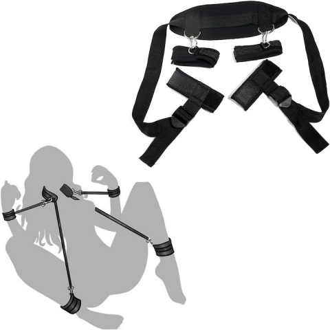 Set accesorii erotice, curele si catuse pentru maini si glezne, reglabile, negru [4]