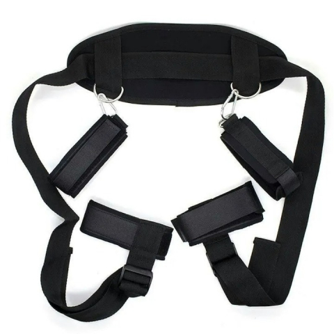 CADOURI - Set accesorii erotice, curele si catuse pentru maini si glezne, reglabile, negru