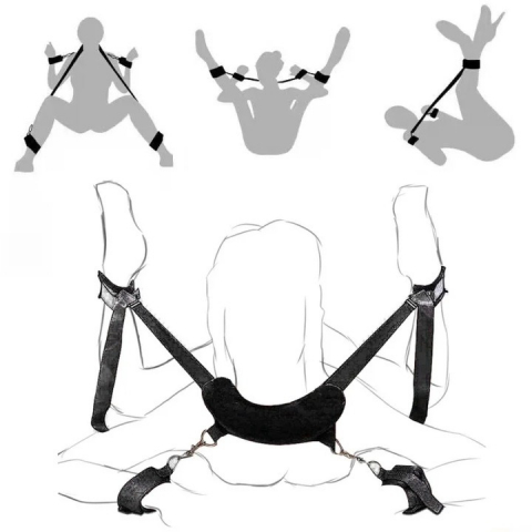Set accesorii erotice, curele si catuse pentru maini si glezne, reglabile, negru [1]