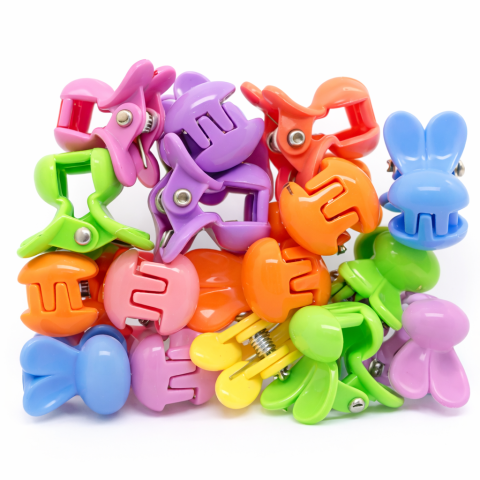 Set accesorii par 25 elastice 1.5 cm, 20 elastice spiralate, 20 elastice textile, 5 cleme ursulet 0.8 cm, multicolor, cutie depozitare [2]