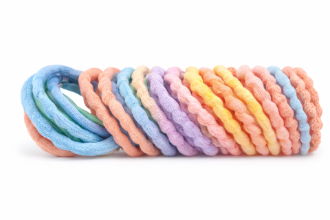 Set accesorii par 25 elastice 1.5 cm, 20 elastice spiralate, 20 elastice textile, 5 cleme ursulet 0.8 cm, multicolor, cutie depozitare [4]