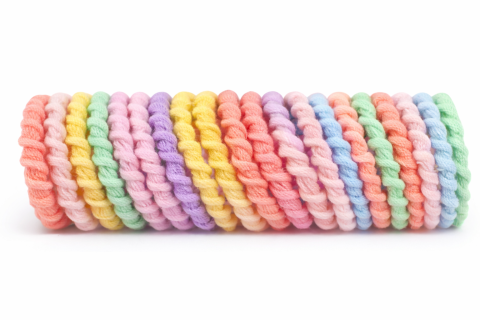 Set accesorii par 25 elastice 1.5 cm, 20 elastice spiralate, 20 elastice textile, 5 cleme ursulet 0.8 cm, multicolor, cutie depozitare [3]