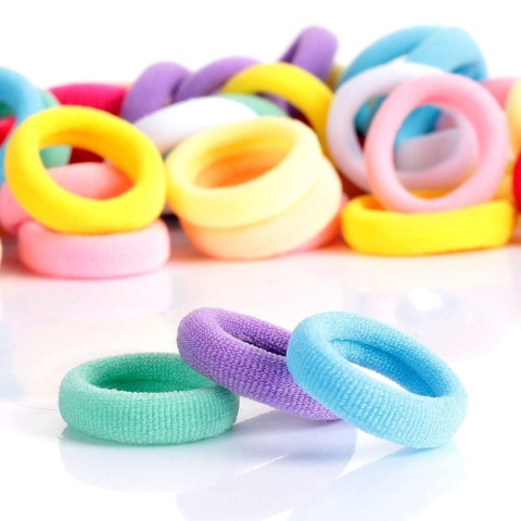 Set accesorii par copii cu cutie organizator, 26 elastice textile 2 cm, 80 elastice cauciuc multicolore si 5 cleme fluturasi 0.8 cm [6]