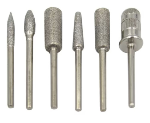 Set accesorii pentru freza electrica de unghii, 12 piese, 6 capete diamantate si 6 benzi abrazive, pentru manichiura si pedichiura [6]