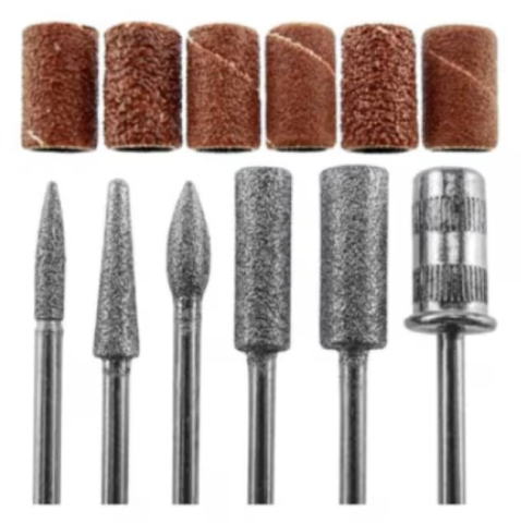 Set accesorii pentru freza electrica de unghii, 12 piese, 6 capete diamantate si 6 benzi abrazive, pentru manichiura si pedichiura [3]