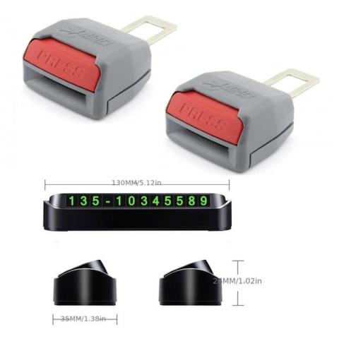Set adaptoare centura siguranta gri si suport numar telefon auto [1]