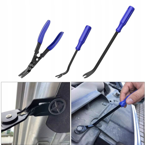 Set albastru 46 piese extractoare pentru tapiterie auto, 32 x 23 x 5 cm, unelte demontare panouri, cleme, radio si ornamente, husa transport [10]