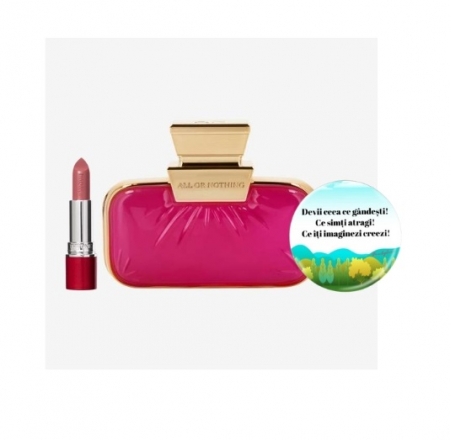Set Îngrijire & Parfum - Set All or Nothing Amplified Ea (parfum 50 ml, ruj The One My Rules Nude 3,8 gr) + insigna Dactylion cu mesaj motivational