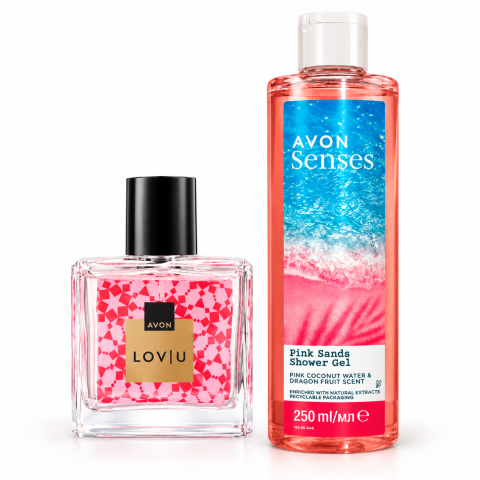 Set Ingrijire femei - Set Apa de Parfum pentru Femei 30 ml + Gel de Dus Senses Pink Sands 250 ml, Avon
