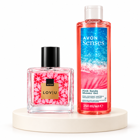 Set Apa de Parfum pentru Femei 30 ml + Gel de Dus Senses Pink Sands 250 ml, Avon [1]