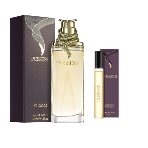 PARFUMURI & SETURI - Set apa de parfum Possess Oriflame 50 ml si miniparfum de poseta 8 ml, parfum chipre fructat cu magnetism hipnotic inspirat de seductia Cleopatrei
