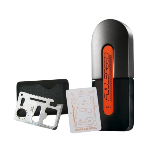 PARFUMURI & SETURI - Set apa de toaleta Full Speed, 75 ml si card multifunctional Dactylion, de supravietuire, otel inoxidabil