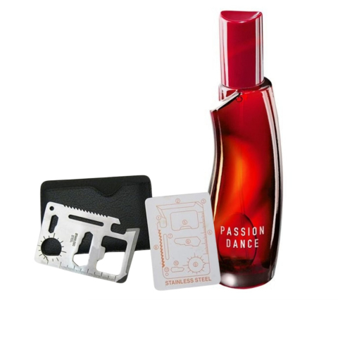 PARFUMURI & SETURI - Set apa de toaleta Passion Dance 50 ml si card multifunctional Dactylion, de supravietuire, otel inoxidabil