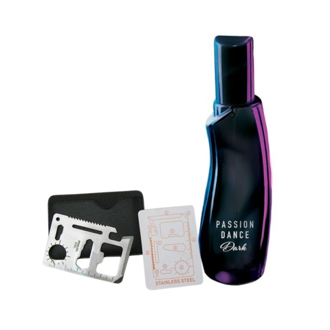 PARFUMURI & SETURI - Set apa de toaleta Passion Dance Dark 50 ml si card multifunctional Dactylion, de supravietuire, otel inoxidabil