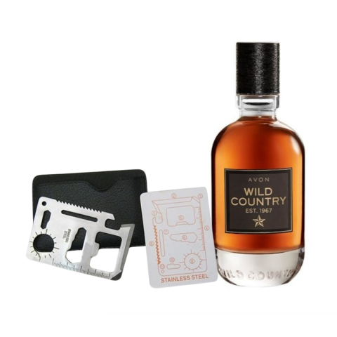 PARFUMURI & SETURI - Set apa de toaleta Wild Country 75 ml si card multifunctional Dactylion, de supravietuire, otel inoxidabil