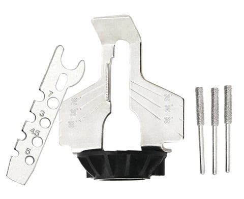 Diverse Unelte - Set ascutitor pentru lant drujba, 3 role, compatibil cu polizor electric, otel, argintiu