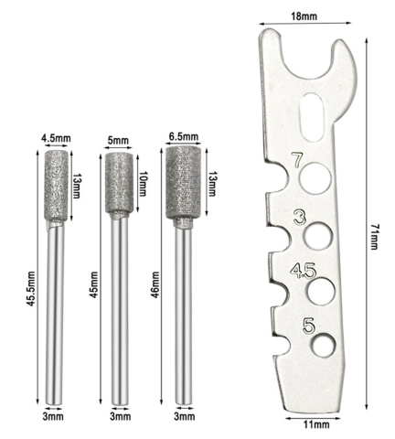 Set ascutitor pentru lant drujba, 3 role, compatibil cu polizor electric, otel, argintiu [6]