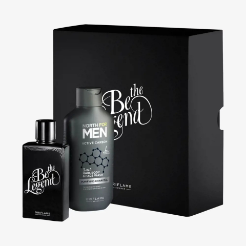 PARFUMURI & SETURI - Set barbati Oriflame Be the Legend apa de toaleta 75 ml si gel de curatare 3 in 1 North For Men Active Carbon, parfum masculin si ingrijire completa