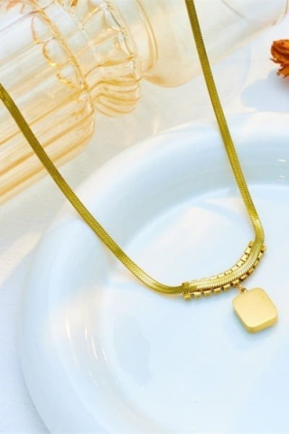 Set bijuterii dama, bratara, colier, cercei, auriu/verde [8]